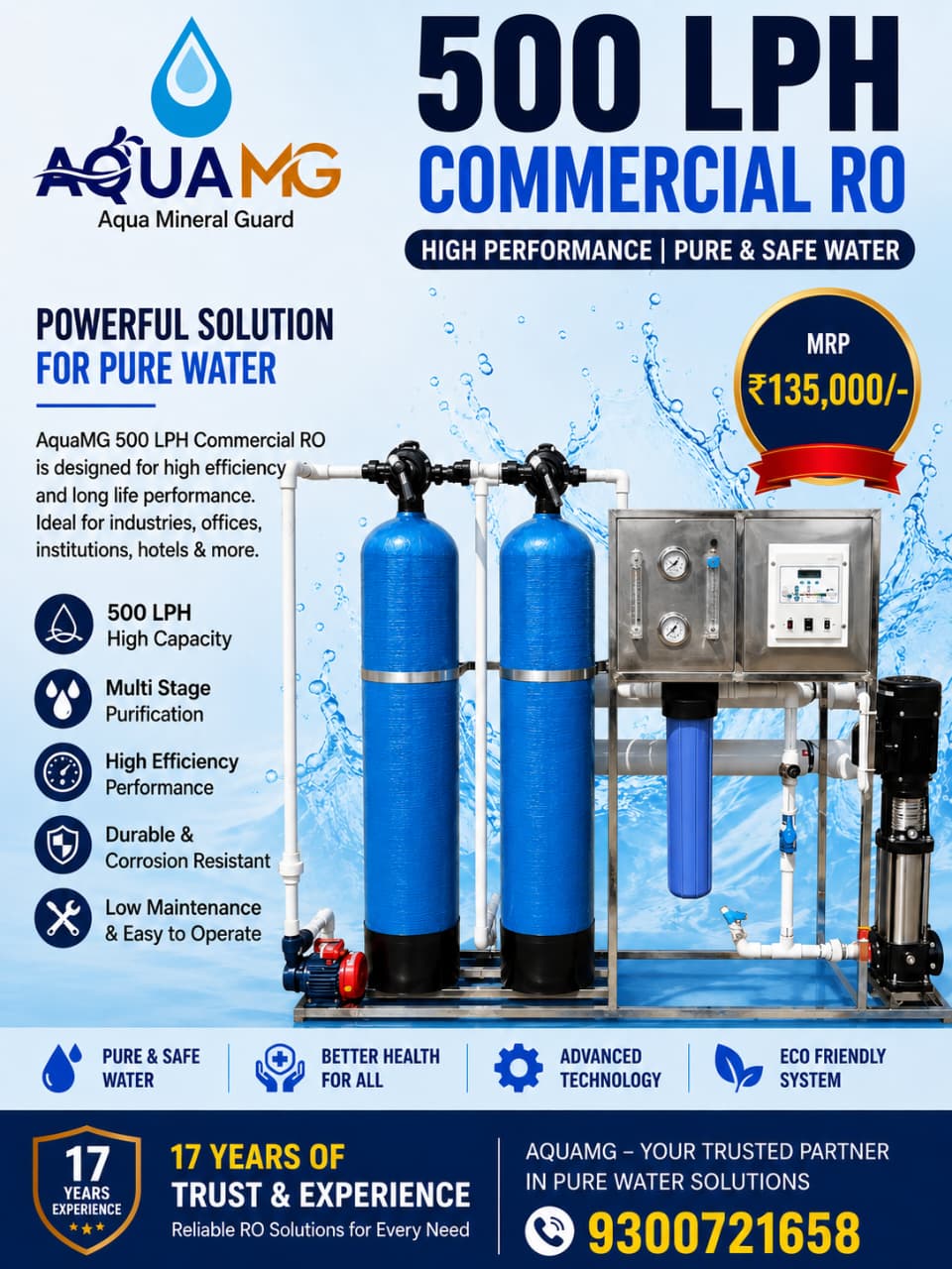AquaMG - 500 LPH Commercial RO System